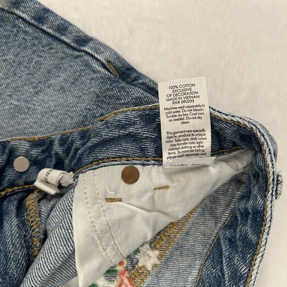 Pacsun Mushroom Embroidered Festival High Rise Distressed Shorts Goblincore - Picture 8 of 11